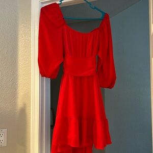 Red backless dress